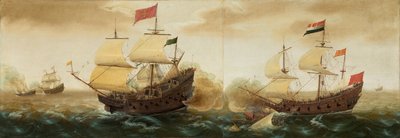 Une rencontre navale entre et des navires de guerre espagnols - Pieter Cornelisz. Verbeeck